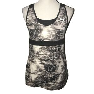 PUMA BLACK GRAY MARBLED STRETCH ACTIVEWEAR TANK TOP LARGE